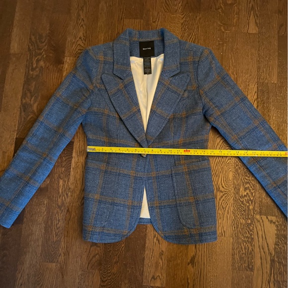 Smythe Patch Pocket Duchess Blazer in Blue Whiskey Check Women’s Size 6 - Picture 13 of 16